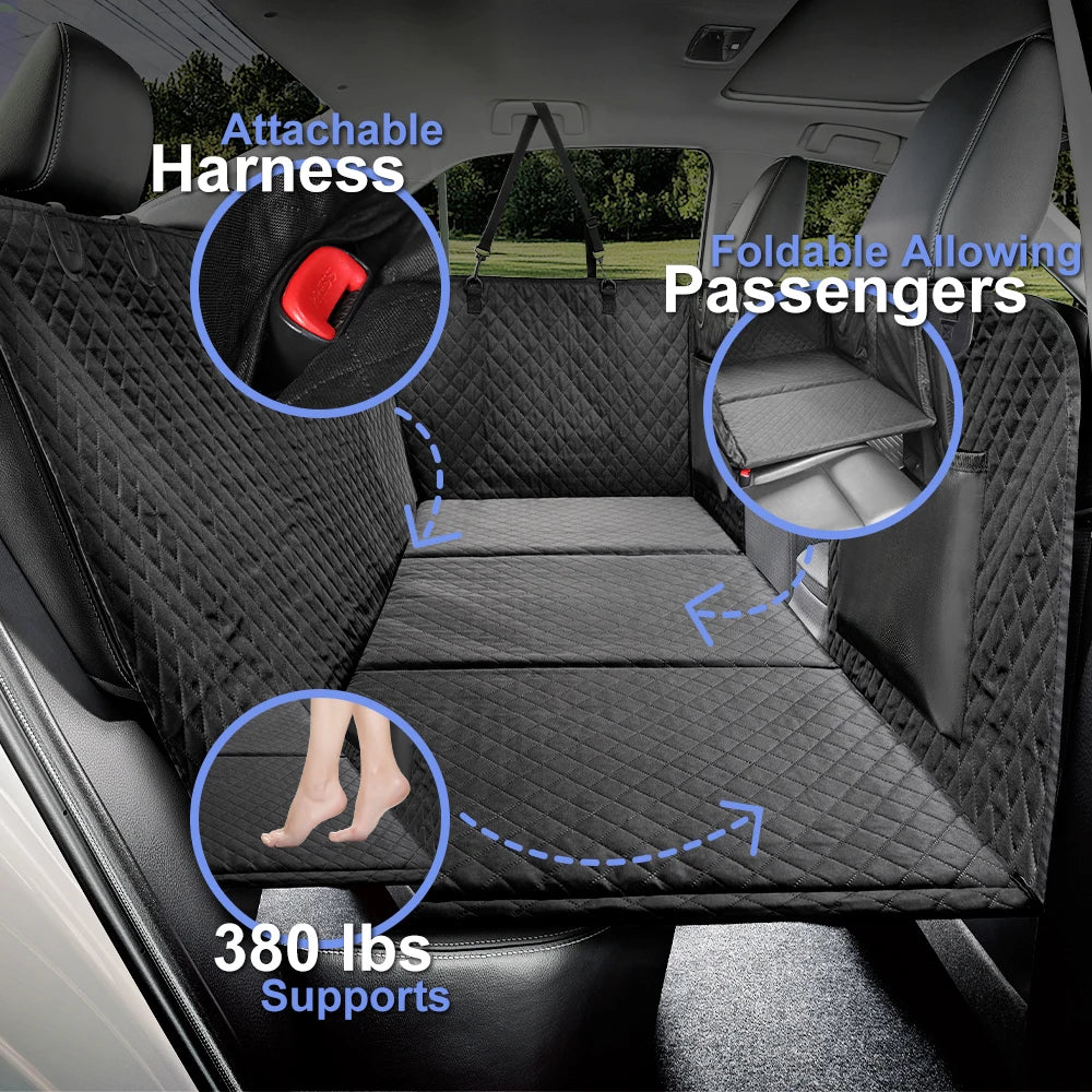 Dog Car Back Seat Extender Pet Backseat Covers with Hard Bottom Waterproof Safety Protector Hammock Carrier Mat Dogs Supplies